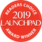 Rotes Logo mit weißem Text: Readers Choice Award Winner 2019 LaunchPad .