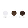 Image of swatches of Hi-Def Brow Gel shades (Clear, Soft Brown, & Dark Brown)